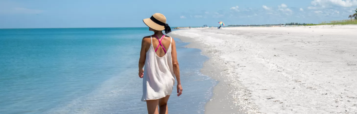 Woman enjoying a walk on the beach